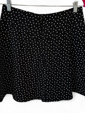 LOFT Black and White Polka Dot Skater Skirt
